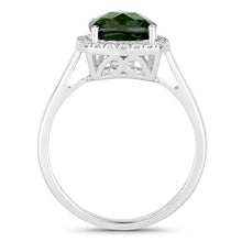 Load image into Gallery viewer, 2.64 Carat Genuine Green Tourmaline and White Diamond 14K White Gold Ring
