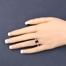 Load image into Gallery viewer, 1.19 Carat Genuine Green Tourmaline and White Diamond 14K White Gold Ring
