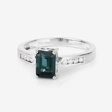 Load image into Gallery viewer, 1.19 Carat Genuine Green Tourmaline and White Diamond 14K White Gold Ring
