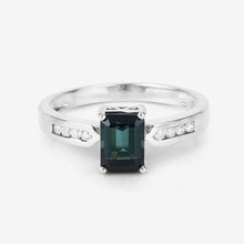 Load image into Gallery viewer, 1.19 Carat Genuine Green Tourmaline and White Diamond 14K White Gold Ring
