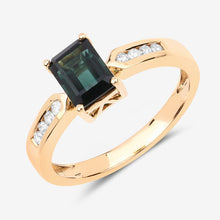 Load image into Gallery viewer, 1.19 Carat Genuine Green Tourmaline and White Diamond 14K Yellow Gold Ring
