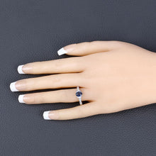 将图片加载到图库查看器，1.05 Carat Genuine Blue Sapphire and White Diamond 10K White Gold Ring
