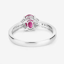 Load image into Gallery viewer, 0.95 Carat Genuine Ruby and White Diamond 10K White Gold Ring
