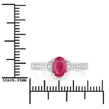 Load image into Gallery viewer, 0.95 Carat Genuine Ruby and White Diamond 10K White Gold Ring
