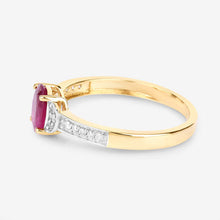 Load image into Gallery viewer, 0.95 Carat Genuine Ruby and White Diamond 10K Yellow Gold Ring
