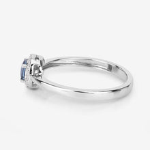 将图片加载到图库查看器，0.52 Carat Genuine Blue Sapphire and White Diamond 14K White Gold Ring
