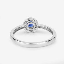 将图片加载到图库查看器，0.52 Carat Genuine Blue Sapphire and White Diamond 14K White Gold Ring
