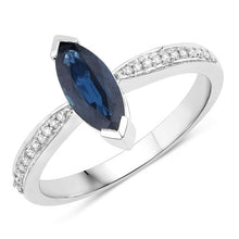 将图片加载到图库查看器，1.44 Carat Genuine Blue Sapphire and White Diamond 14K White Gold Ring
