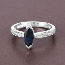 将图片加载到图库查看器，1.44 Carat Genuine Blue Sapphire and White Diamond 14K White Gold Ring
