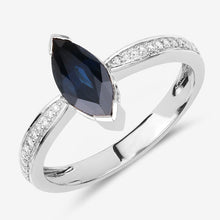 将图片加载到图库查看器，1.44 Carat Genuine Blue Sapphire and White Diamond 14K White Gold Ring

