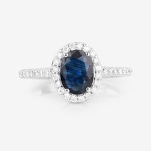 Load image into Gallery viewer, 1.82 Carat Genuine Blue Sapphire and White Diamond 14K White Gold Ring

