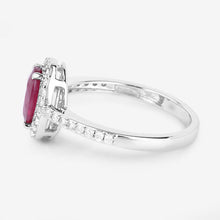 将图片加载到图库查看器，1.73 Carat Genuine Ruby and White Diamond 14K White Gold Ring
