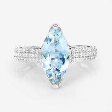 Load image into Gallery viewer, 2.09 Carat Genuine Aquamarine and White Diamond 14K White Gold Ring
