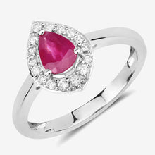 Load image into Gallery viewer, 0.92 Carat Genuine Ruby and White Diamond 14K White Gold Ring
