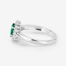 将图片加载到图库查看器，0.86 Carat Genuine Zambian Emerald and White Diamond 14K White Gold Ring
