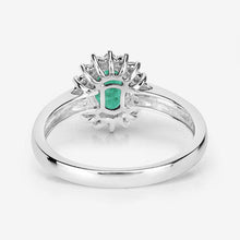 将图片加载到图库查看器，0.86 Carat Genuine Zambian Emerald and White Diamond 14K White Gold Ring
