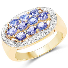 Load image into Gallery viewer, 14K Yellow Gold Plated 1.70 Carat Genuine Tanzanite .925 Sterling Silver Ring
