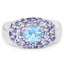 Load image into Gallery viewer, 2.78 Carat Genuine Blue Topaz and Tanzanite .925 Sterling Silver Ring
