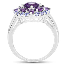 Load image into Gallery viewer, 2.19 Carat Genuine Amethyst and Tanzanite .925 Sterling Silver Ring
