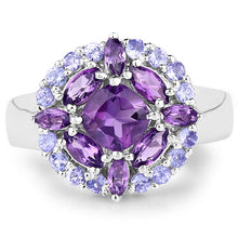 Load image into Gallery viewer, 2.19 Carat Genuine Amethyst and Tanzanite .925 Sterling Silver Ring
