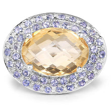 Load image into Gallery viewer, 5.78 Carat Genuine Citrine and Tanzanite .925 Sterling Silver Ring
