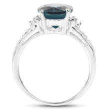 将图片加载到图库查看器，2.64 Carat Genuine London Blue Topaz and White Topaz .925 Sterling Silver Ring
