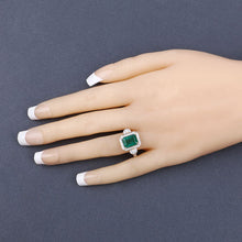Load image into Gallery viewer, IGI Certified 2.87 Carat Genuine Zambian Emerald and White Diamond 14K Yellow Gold Ring
