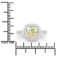 Load image into Gallery viewer, IGI Certified 4.02 Carat Genuine Light Yellow Diamond Center and 0.36cttw White Diamond 18K White Gold Ring (4.38cttw)
