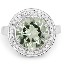Load image into Gallery viewer, 4.94 Carat Genuine Green Amethyst and White Topaz .925 Sterling Silver Ring
