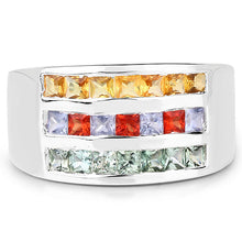 Load image into Gallery viewer, 1.69 Carat Genuine Multi Sapphire .925 Sterling Silver Ring
