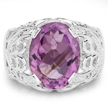 Load image into Gallery viewer, 8.24 Carat Genuine Amethyst and White Topaz .925 Sterling Silver Ring
