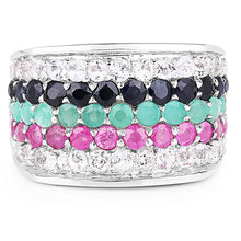 将图片加载到图库查看器，4.28 Carat Genuine Multi Stone .925 Sterling Silver Ring
