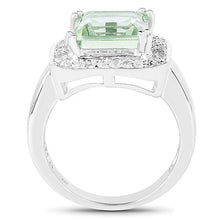 Load image into Gallery viewer, 5.21 Carat Genuine Green Amethyst and White Topaz .925 Sterling Silver Ring
