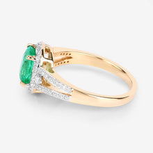 将图片加载到图库查看器，1.65 Carat Genuine Ethiopian Emerald and White Diamond 14K Yellow Gold Ring
