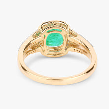 将图片加载到图库查看器，1.65 Carat Genuine Ethiopian Emerald and White Diamond 14K Yellow Gold Ring
