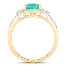 将图片加载到图库查看器，1.65 Carat Genuine Ethiopian Emerald and White Diamond 14K Yellow Gold Ring
