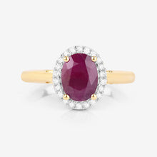 Load image into Gallery viewer, 1.59 Carat Genuine Ruby and White Diamond 10K Yellow Gold Ring
