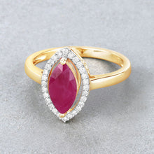 将图片加载到图库查看器，1.52 Carat Genuine Ruby and White Diamond 10K Yellow Gold Ring

