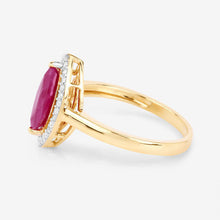 将图片加载到图库查看器，1.52 Carat Genuine Ruby and White Diamond 10K Yellow Gold Ring
