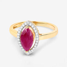 将图片加载到图库查看器，1.52 Carat Genuine Ruby and White Diamond 10K Yellow Gold Ring

