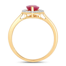将图片加载到图库查看器，1.52 Carat Genuine Ruby and White Diamond 10K Yellow Gold Ring

