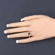 Load image into Gallery viewer, 0.89 Carat Genuine Blue Sapphire and White Diamond 10K White Gold Ring

