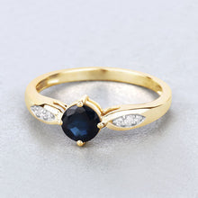 Load image into Gallery viewer, 0.89 Carat Genuine Blue Sapphire and White Diamond 10K Yellow Gold Ring
