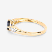 Load image into Gallery viewer, 0.89 Carat Genuine Blue Sapphire and White Diamond 10K Yellow Gold Ring
