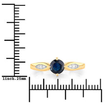 Load image into Gallery viewer, 0.89 Carat Genuine Blue Sapphire and White Diamond 10K Yellow Gold Ring

