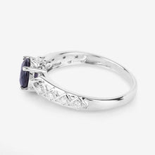 将图片加载到图库查看器，1.13 Carat Genuine Blue Sapphire and White Diamond 10K White Gold Ring
