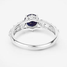 将图片加载到图库查看器，1.13 Carat Genuine Blue Sapphire and White Diamond 10K White Gold Ring
