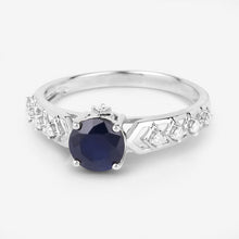 将图片加载到图库查看器，1.13 Carat Genuine Blue Sapphire and White Diamond 10K White Gold Ring
