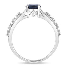 将图片加载到图库查看器，1.13 Carat Genuine Blue Sapphire and White Diamond 10K White Gold Ring

