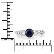将图片加载到图库查看器，1.13 Carat Genuine Blue Sapphire and White Diamond 10K White Gold Ring
